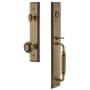 Grandeur Carre Solid Brass Rose Keyed Entry Single Cylinder Full Plate "F" Grip Handleset with Parthenon Knob and 2-3/4" Backset Vintage Brass