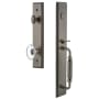 Grandeur Carre Solid Brass Rose Keyed Entry Single Cylinder Full Plate "F" Grip Handleset with Provence Crystal Knob and 2-3/8" Backset Antique Pewter