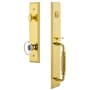 Grandeur Carre Solid Brass Rose Keyed Entry Single Cylinder Full Plate "F" Grip Handleset with Provence Crystal Knob and 2-3/8" Backset Lifetime Brass