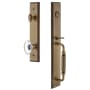 Grandeur Carre Solid Brass Rose Keyed Entry Single Cylinder Full Plate "F" Grip Handleset with Provence Crystal Knob and 2-3/8" Backset Vintage Brass
