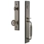Grandeur Carre Solid Brass Rose Keyed Entry Single Cylinder Full Plate "F" Grip Handleset with Soleil Knob and 2-3/4" Backset Antique Pewter