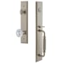 Grandeur Carre Solid Brass Rose Keyed Entry Single Cylinder Full Plate "F" Grip Handleset with Versailles Crystal Knob and 2-3/8" Backset Satin Nickel