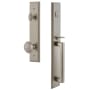 Grandeur Carre Solid Brass Rose Keyed Entry Single Cylinder Full Plate "D" Grip Handleset with Windsor Knob and 2-3/4" Backset Satin Nickel