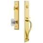 Grandeur Fifth Avenue Solid Brass Rose Keyed Entry Single Cylinder Full Plate "S" Grip Handleset with Baguette Clear Crystal Knob and 2-3/4" Backset Lifetime Brass