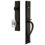 Grandeur Fifth Avenue Solid Brass Rose Keyed Entry Single Cylinder Full Plate "S" Grip Handleset with Baguette Clear Crystal Knob and 2-3/4" Backset Timeless Bronze