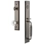 Grandeur Fifth Avenue Solid Brass Rose Keyed Entry Single Cylinder Full Plate "F" Grip Handleset with Bordeaux Crystal Knob and 2-3/8" Backset Antique Pewter
