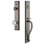 Grandeur Fifth Avenue Solid Brass Rose Keyed Entry Single Cylinder Full Plate "S" Grip Handleset with Bordeaux Crystal Knob and 2-3/8" Backset Antique Pewter
