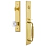 Grandeur Fifth Avenue Solid Brass Rose Keyed Entry Single Cylinder Full Plate "F" Grip Handleset with Bordeaux Crystal Knob and 2-3/8" Backset Lifetime Brass