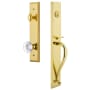 Grandeur Fifth Avenue Solid Brass Rose Keyed Entry Single Cylinder Full Plate "S" Grip Handleset with Bordeaux Crystal Knob and 2-3/8" Backset Lifetime Brass