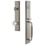 Grandeur Fifth Avenue Solid Brass Rose Keyed Entry Single Cylinder Full Plate "F" Grip Handleset with Bordeaux Crystal Knob and 2-3/8" Backset Satin Nickel