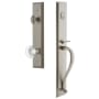 Grandeur Fifth Avenue Solid Brass Rose Keyed Entry Single Cylinder Full Plate "S" Grip Handleset with Bordeaux Crystal Knob and 2-3/8" Backset Satin Nickel