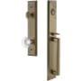 Grandeur Fifth Avenue Solid Brass Rose Keyed Entry Single Cylinder "D" Grip Handleset with Bordeaux Crystal Knob and 2-3/4" Backset Vintage Brass
