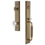 Grandeur Fifth Avenue Solid Brass Rose Keyed Entry Single Cylinder Full Plate "F" Grip Handleset with Bordeaux Crystal Knob and 2-3/8" Backset Vintage Brass