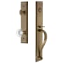 Grandeur Fifth Avenue Solid Brass Rose Keyed Entry Single Cylinder Full Plate "S" Grip Handleset with Bordeaux Crystal Knob and 2-3/8" Backset Vintage Brass