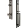 Grandeur Fifth Avenue Solid Brass Rose Keyed Entry Single Cylinder "D" Grip Handleset with Bouton Knob and 2-3/8" Backset Antique Pewter