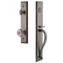 Grandeur Fifth Avenue Solid Brass Rose Keyed Entry Single Cylinder Full Plate "S" Grip Handleset with Bouton Knob and 2-3/8" Backset Antique Pewter