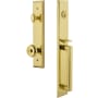 Grandeur Fifth Avenue Solid Brass Rose Keyed Entry Single Cylinder "D" Grip Handleset with Bouton Knob and 2-3/8" Backset Lifetime Brass