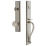 Grandeur Fifth Avenue Solid Brass Rose Keyed Entry Single Cylinder Full Plate "S" Grip Handleset with Bouton Knob and 2-3/8" Backset Satin Nickel