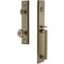Grandeur Fifth Avenue Solid Brass Rose Keyed Entry Single Cylinder "D" Grip Handleset with Bouton Knob and 2-3/8" Backset Vintage Brass