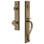 Grandeur Fifth Avenue Solid Brass Rose Keyed Entry Single Cylinder Full Plate "S" Grip Handleset with Bouton Knob and 2-3/8" Backset Vintage Brass