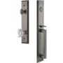 Grandeur Fifth Avenue Solid Brass Rose Keyed Entry Single Cylinder "D" Grip Handleset with Chambord Crystal Knob and 2-3/4" Backset Antique Pewter