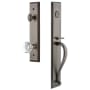 Grandeur Fifth Avenue Solid Brass Rose Keyed Entry Single Cylinder Full Plate "S" Grip Handleset with Chambord Crystal Knob and 2-3/4" Backset Antique Pewter