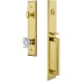 Grandeur Fifth Avenue Solid Brass Rose Keyed Entry Single Cylinder "D" Grip Handleset with Chambord Crystal Knob and 2-3/4" Backset Lifetime Brass