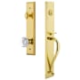 Grandeur Fifth Avenue Solid Brass Rose Keyed Entry Single Cylinder Full Plate "S" Grip Handleset with Chambord Crystal Knob and 2-3/4" Backset Lifetime Brass
