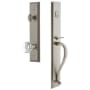 Grandeur Fifth Avenue Solid Brass Rose Keyed Entry Single Cylinder Full Plate "S" Grip Handleset with Chambord Crystal Knob and 2-3/4" Backset Satin Nickel