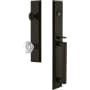 Grandeur Fifth Avenue Solid Brass Rose Keyed Entry Single Cylinder "D" Grip Handleset with Chambord Crystal Knob and 2-3/4" Backset Timeless Bronze