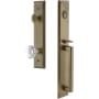 Grandeur Fifth Avenue Solid Brass Rose Keyed Entry Single Cylinder "D" Grip Handleset with Chambord Crystal Knob and 2-3/4" Backset Vintage Brass