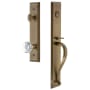 Grandeur Fifth Avenue Solid Brass Rose Keyed Entry Single Cylinder Full Plate "S" Grip Handleset with Chambord Crystal Knob and 2-3/4" Backset Vintage Brass