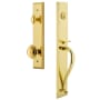 Grandeur Fifth Avenue Solid Brass Rose Keyed Entry Single Cylinder Full Plate "S" Grip Handleset with Circulaire Knob and 2-3/4" Backset Lifetime Brass
