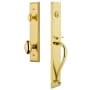 Grandeur Fifth Avenue Solid Brass Rose Keyed Entry Single Cylinder Full Plate "S" Grip Handleset with Eden Prairie Knob and 2-3/4" Backset Lifetime Brass