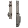 Grandeur Fifth Avenue Solid Brass Rose Keyed Entry Single Cylinder Full Plate "F" Grip Handleset with Grande Victorian Knob and 2-3/4" Backset Antique Pewter