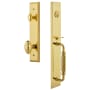Grandeur Fifth Avenue Solid Brass Rose Keyed Entry Single Cylinder Full Plate "F" Grip Handleset with Grande Victorian Knob and 2-3/4" Backset Lifetime Brass