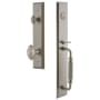 Grandeur Fifth Avenue Solid Brass Rose Keyed Entry Single Cylinder Full Plate "F" Grip Handleset with Grande Victorian Knob and 2-3/4" Backset Satin Nickel