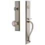 Grandeur Fifth Avenue Solid Brass Rose Keyed Entry Single Cylinder Full Plate "S" Grip Handleset with Parthenon Knob and 2-3/4" Backset Satin Nickel