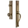 Grandeur Fifth Avenue Solid Brass Rose Keyed Entry Single Cylinder Full Plate "S" Grip Handleset with Parthenon Knob and 2-3/4" Backset Vintage Brass