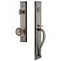 Grandeur Fifth Avenue Solid Brass Rose Keyed Entry Single Cylinder Full Plate "S" Grip Handleset with Soleil Knob and 2-3/8" Backset Antique Pewter