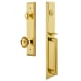 Grandeur Fifth Avenue Solid Brass Rose Keyed Entry Single Cylinder Full Plate "D" Grip Handleset with Soleil Knob and 2-3/8" Backset Lifetime Brass