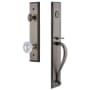 Grandeur Fifth Avenue Solid Brass Rose Keyed Entry Single Cylinder Full Plate "S" Grip Handleset with Versailles Crystal Knob and 2-3/8" Backset Antique Pewter