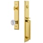 Grandeur Fifth Avenue Solid Brass Rose Keyed Entry Single Cylinder Full Plate "D" Grip Handleset with Versailles Crystal Knob and 2-3/4" Backset Lifetime Brass