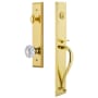 Grandeur Fifth Avenue Solid Brass Rose Keyed Entry Single Cylinder Full Plate "S" Grip Handleset with Versailles Crystal Knob and 2-3/8" Backset Lifetime Brass