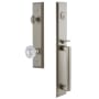 Grandeur Fifth Avenue Solid Brass Rose Keyed Entry Single Cylinder Full Plate "D" Grip Handleset with Versailles Crystal Knob and 2-3/4" Backset Satin Nickel