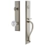 Grandeur Fifth Avenue Solid Brass Rose Keyed Entry Single Cylinder Full Plate "S" Grip Handleset with Versailles Crystal Knob and 2-3/8" Backset Satin Nickel