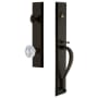 Grandeur Fifth Avenue Solid Brass Rose Keyed Entry Single Cylinder Full Plate "S" Grip Handleset with Versailles Crystal Knob and 2-3/8" Backset Timeless Bronze