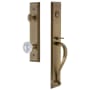 Grandeur Fifth Avenue Solid Brass Rose Keyed Entry Single Cylinder Full Plate "S" Grip Handleset with Versailles Crystal Knob and 2-3/8" Backset Vintage Brass