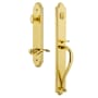 Grandeur Arc Solid Brass Rose Right Handed Keyed Entry Single Cylinder Full Plate "S" Grip Handleset with Bellagio Lever and 2-3/8" Backset Lifetime Brass