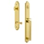 Grandeur Arc Solid Brass Rose Left Handed Keyed Entry Single Cylinder Full Plate "D" Grip Handleset with Georgetown Lever and 2-3/8" Backset Lifetime Brass